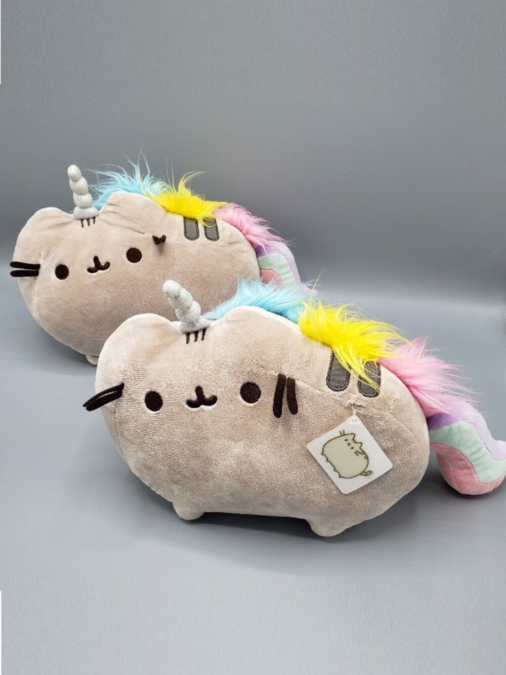 Lot of 2 GUND Pusheenicorn 12" Plush Grey Rainbow Tail 2018 Pusheen 4048884 Tag